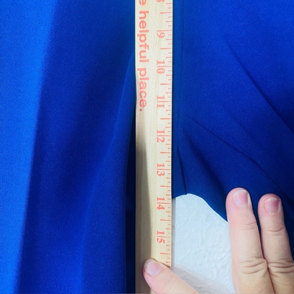 Alfred Dunner Elegant Royal Blue Satin Feel Flowy Wide Leg Small Pull on Pants - Picture 7 of 9